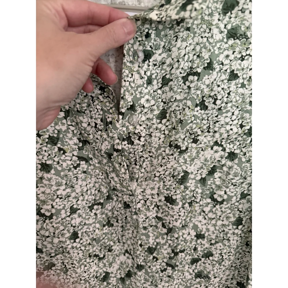 Tuckernuck Green Floral Maxi Shirt Dress Womens Small Button Front Long Sleeve - Picture 2 of 3